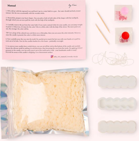 DIY Bubble Heart candles - doe het zelf pakket - zelf kaarsen maken voor volwassenen - hart kaarsen - bubbel kaarsen - zelf kaarsen maken - kaarsen mal - diy kaarsen maken - rood - roze - wit