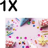 BWK Textiele Placemat - Roze Party - Feest - Versiering - Achtergrond - Set van 1 Placemats - 40x30 cm - Polyester Stof - Afneembaar