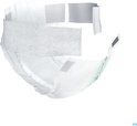 Een witte TENA Flex incontinentieslip met grijze hechtstrips en wit heupband.