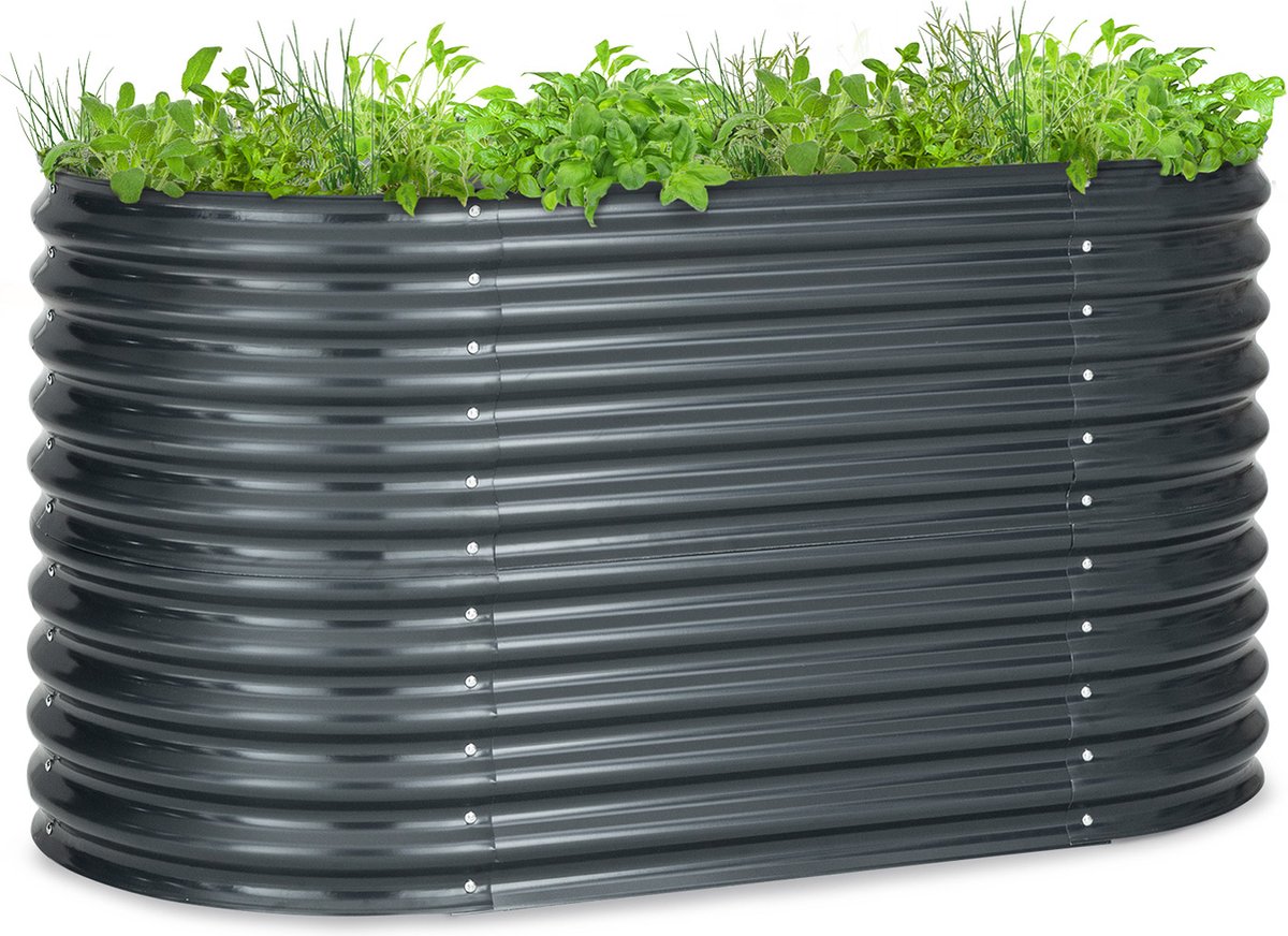 Blumfeldt verhoogd bed, Groot kruidenbed Eenvoudig te monteren, Verhoogd bed tuin & balkon, Vrijstaand groentebed voor bloemen, fruit & groenten, Metalen verhoogd bed, Tuinbed 160 x 80 x 80 cm, Verhoogd bed grijs