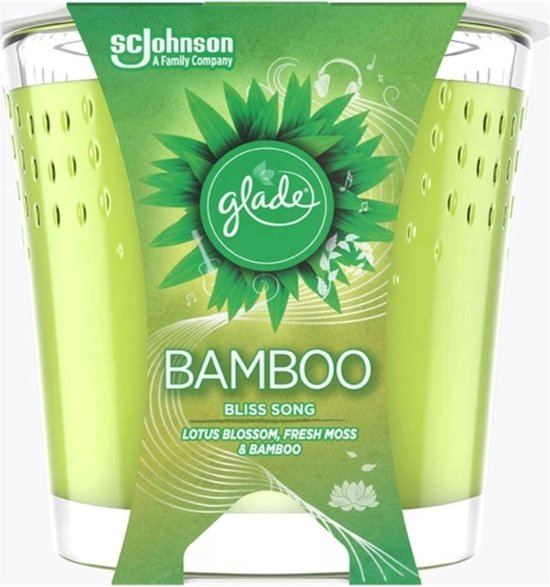 Glade Bougie Parfumée Bamboo Bliss Song 129 gr. - Cadre photo - Pack économique 6 pièces