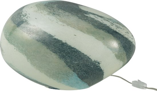 J-Line tafellamp Dany Strepen Ovaal - glas - blauw/groen - woonaccessoires