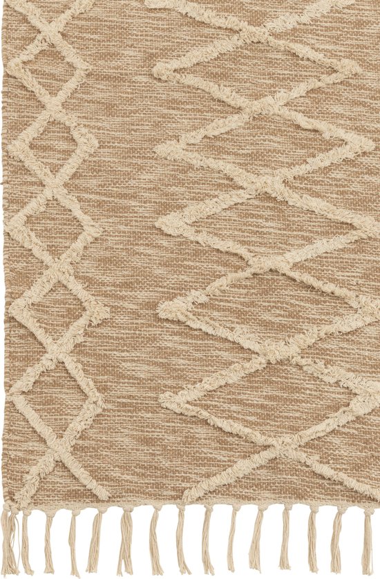 J-Line Zita tapijt - vloerkleed - katoen - beige - woonaccessoires