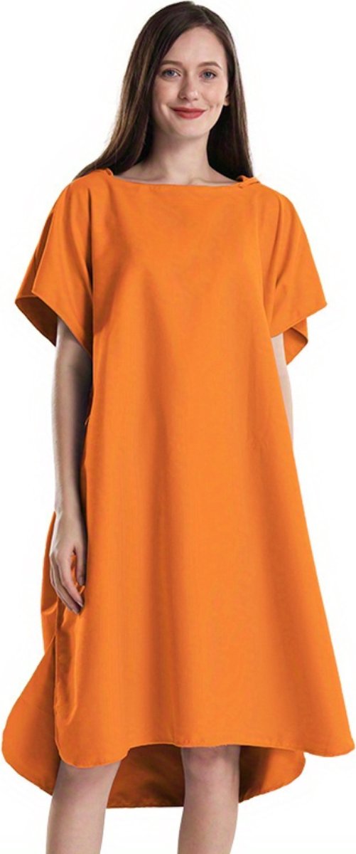 Livano Surf Poncho - Dames - Heren - Omkleed Handdoek - Volwassenen - Zacht - Poncho - Oranje