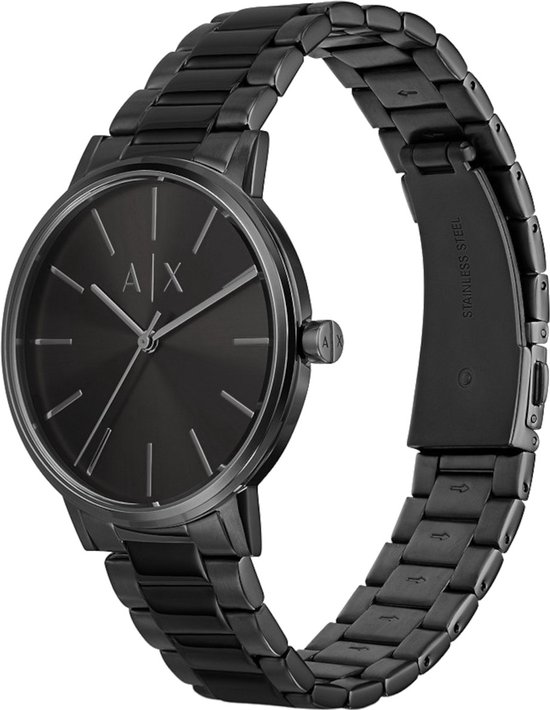 Zwart Armani Exchange herenhorloge met sluiting met logo.