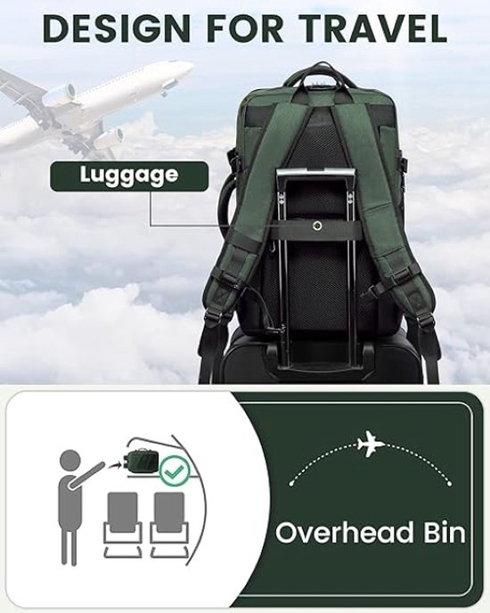 LOVEVOOK Handbagage, rugzak, vliegtuig, reisrugzak voor dames, groot, 40 liter, waterdicht, laptoprugzak, 17 inch, met laptopvak, reisrugzak, dagrugzak voor school, werk, camping LOVEVOOK Handbagage, rugzak, vliegtuig, reisrugzak voor dames, groot, 40 liter, waterdicht, laptoprugzak, 17 inch, met laptopvak, reisrugzak, dagrugzak voor school, werk, camping