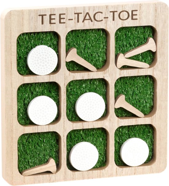 Eccolo Tee Tac Toe Table Game, Golf Themed Wooden Table Top Decor and Brain Teaser Puzzles for Adults Great for Game Night, 21.59x22.86x.2.0cm Tic Tac Toe Wood Board Game for Kids and Family van Ecco — afbeelding 3