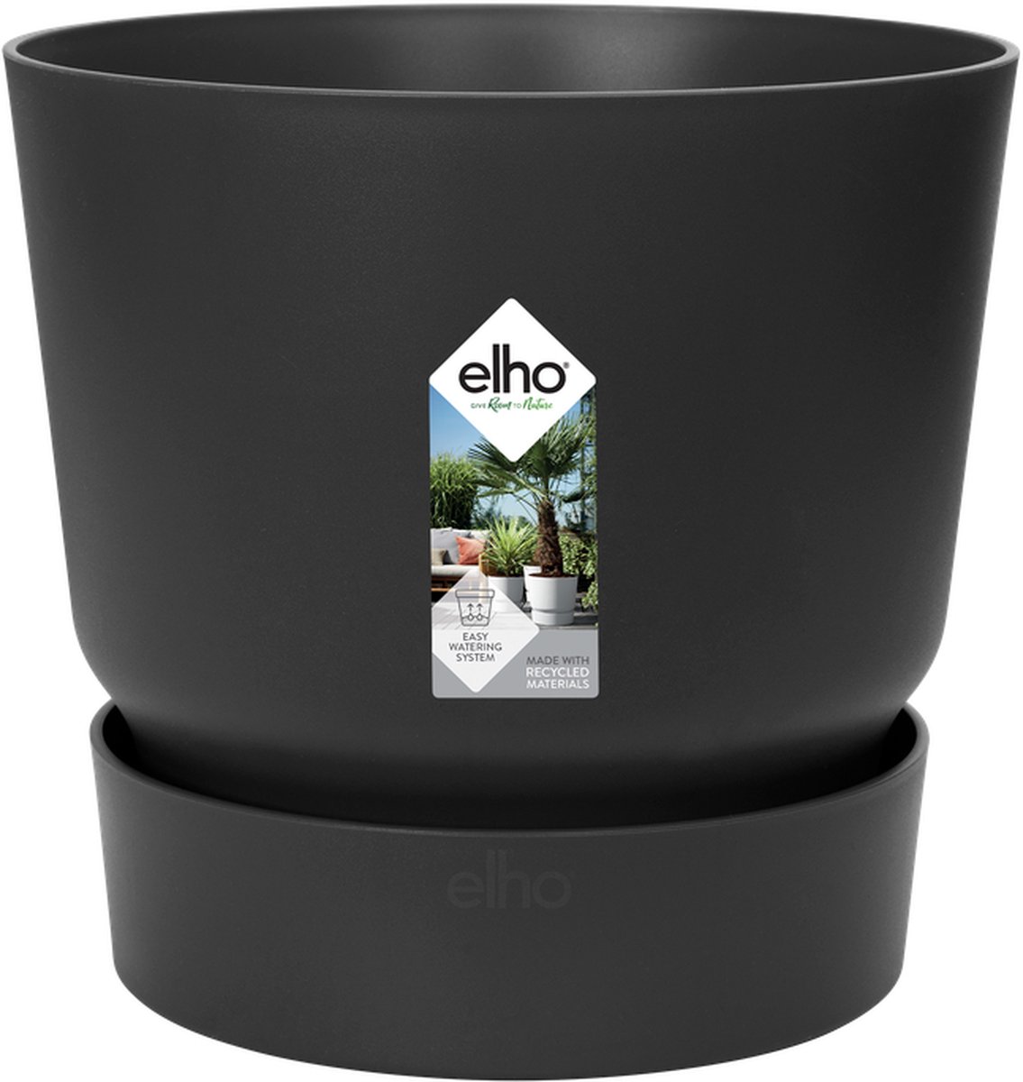 Elho Greenville 30 Ronde Bloempot – Buiten – Ø 29,5 X H 27,8 Cm – Zwart Living
