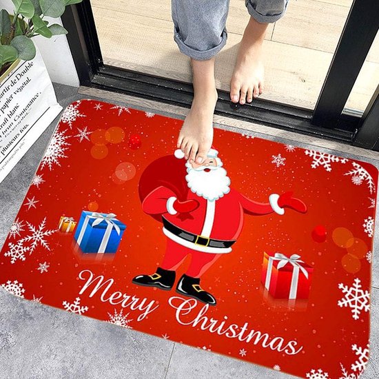 Kersttapijten, Kerst deurmatten voor thuis, Bedrukt tapijt, Antislip deurmat met kerstpatroon, voor slaapkamer, gang, woonkamer, vloer, keuken, badkamer tapijt (E)