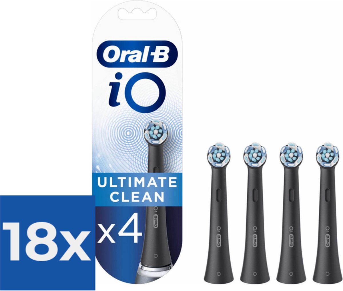 Oral-B iO Ultimate Clean - Opzetborstels - Zwart - 4 Stuks - Voordeelverpakking 18 stuks