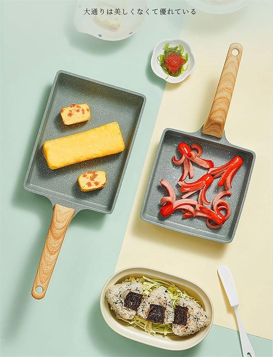 Tamagoyaki Japanse Omeletpan / Eierpan - Antiaanbaklaag - Rechthoek Braden Mini Koekenpan Grijs | NL
