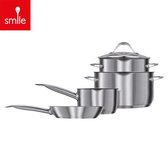 Smile - 7-delige Pannenset - Inductie Pannenset - RVS - Kookpannen - Geschikt voor alle warmtebronnen - MGK-20 - Pannen