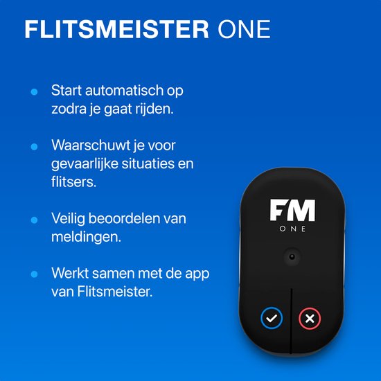 Flitsmeister ONE - Compacte Waarschuwingsmelder voor Flitsers en Verkeerssituaties - Werkt icm Flitsmeister App - Voor Auto en Motor - Flitsmeister