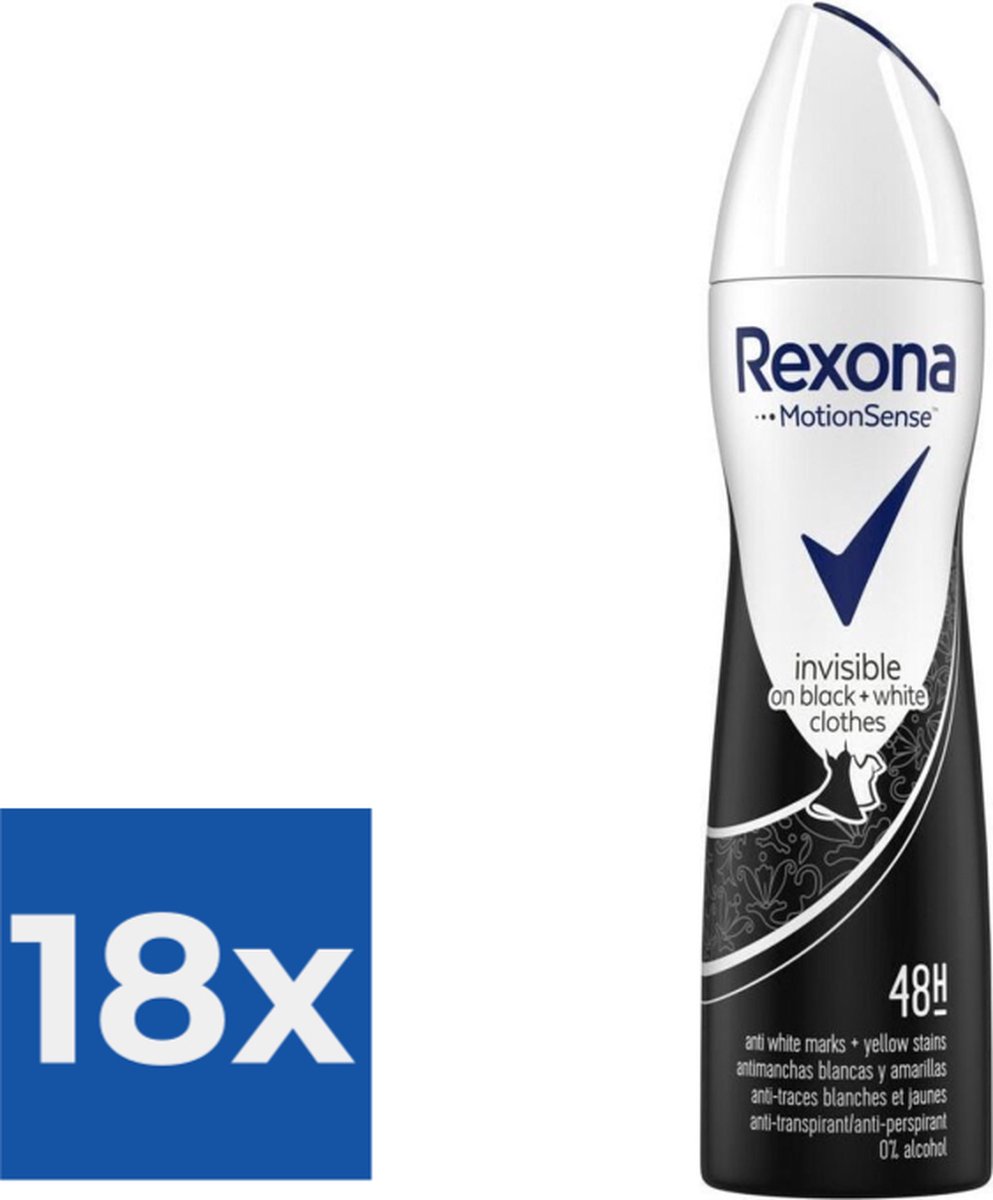 Rexona - Deodorant - Spray - Invisible On Black+White Clothes - 150ml x 18