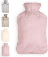 Premium Baby Warmwaterkruik met hoes in nepbontlook, Baby Warmwaterkruik met knuffelzachte bonten hoes voor pijnverlichting, Lekvrije bedfles gemaakt van natuurlijk rubber, Roze.