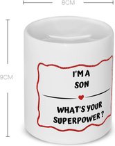 Akyol - je suis un fils, quel est ton super pouvoir ? Tirelire - Fils - super fils - anniversaire - cadeau pour fils - articles fils - cadeau - cadeau - contenu 350 ML