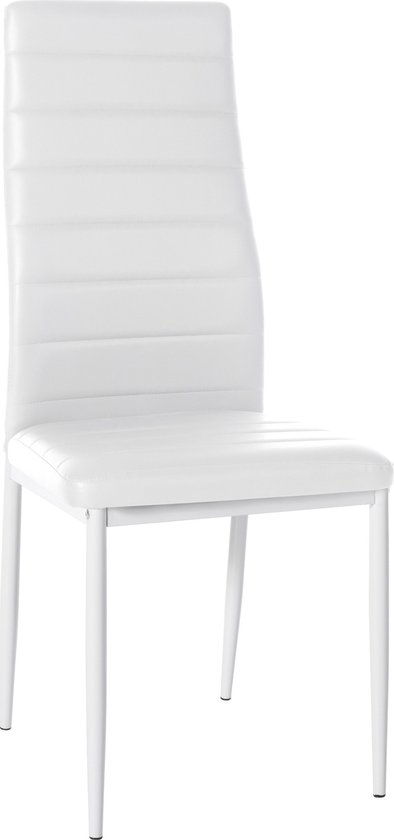 CLP Mayfair Chaise de salle à manger - Sans accoudoirs - Fauteuil - Piétement métal - Simili cuir blanc