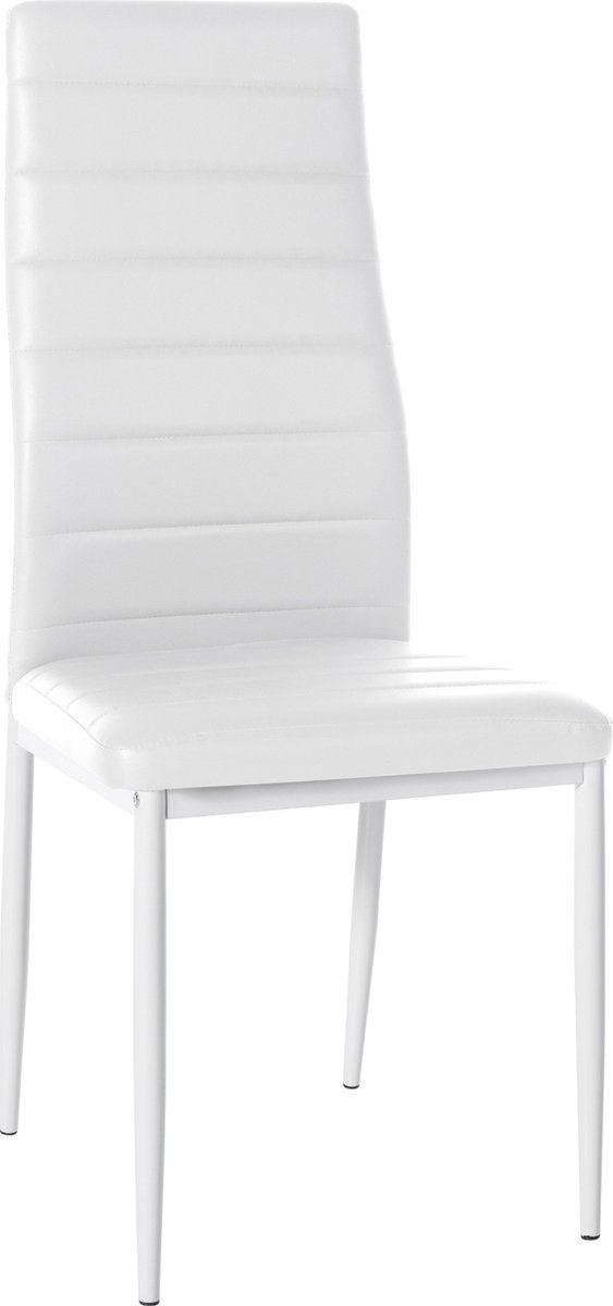 CLP Mayfair Eetkamerstoel - Zonder armleuning - Fauteuil - Metalen onderstel - wit Kunstleer