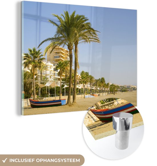 MuchoWow® Peinture sur Verre - La Plage d'Estepona Espagne - 40x30 cm - Peintures sur Verre Acrylique - Photo sur Glas