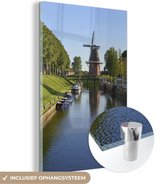 MuchoWow® Peinture sur verre 40x60 cm - Peinture sur verre acrylique - Dokkum - Moulin - Bateau - Photo sur verre - Peintures