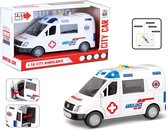Ambulance - Frictie aandrijving - met geluid sirene en lichtjes - 22.5CM