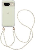 iMoshion Hoesje Geschikt voor Google Pixel 8 Pro Hoesje Met Koord - iMoshion Backcover met koord + armband - Parels - transparant