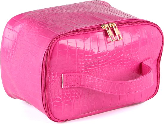 Nouka Trousse de toilette femme rose - Motif crocodile - Trousse de Beauty - Trousse de maquillage - Porte monnaie - Trousse de Toilettes - Cuir PU - Grand contenu - Cadeau pour femme - Cadeau pour Filles