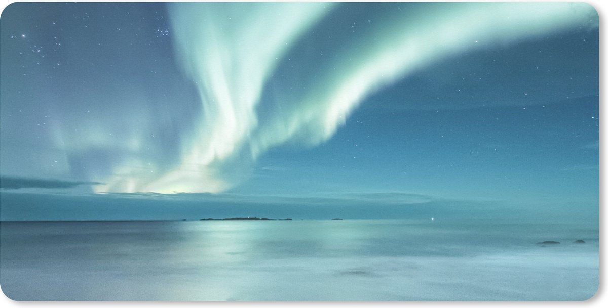 Muismat XXL 80x40 cm - Bureau onderlegger - Bureau mat Noorderlicht - Strand - Aurora - Natuur - Bureaumat - Gaming mousepad xl - Bureaulegger groot - Computer deskmat