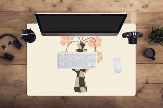 Muismat XXL 90x60 cm - Bureau onderlegger - Bureau mat Bloemen - Vaas - Abstracte kunst - Modern - Bureaumat - Gaming mousepad xl - Bureaulegger groot - Computer deskmat