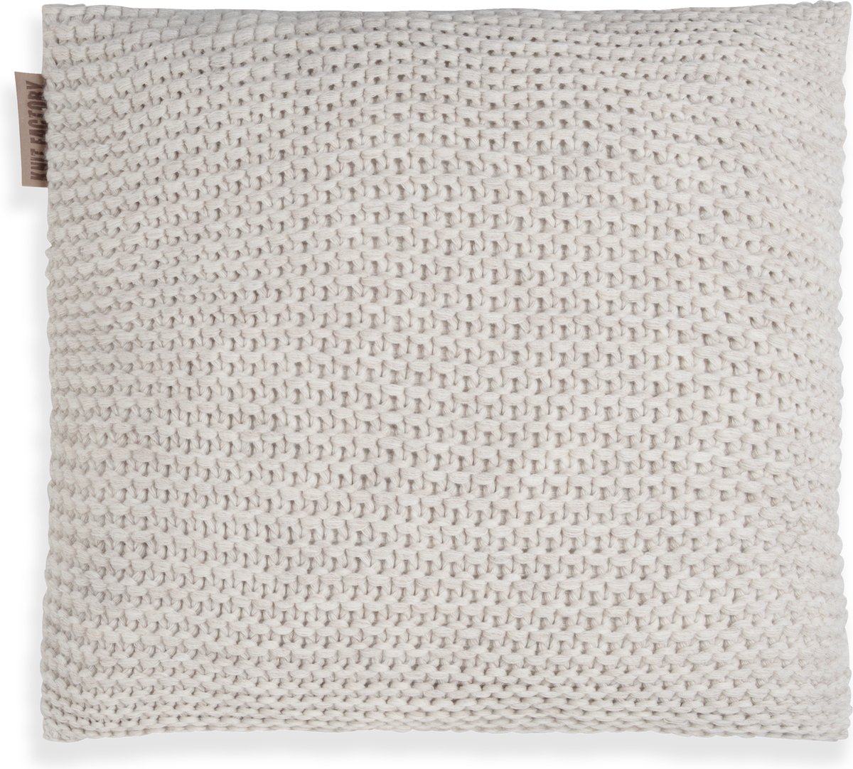 Knit Factory Vinz Sierkussen - Vierkant kussen - Kussen woonkamer - Bank kussen - Decoratie kussen - Beige - 50x50 cm - Kussenhoes inclusief kussenvulling