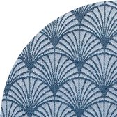 MixMamas Rond Tafelkleed Gecoat Jacquard - Ø 160 cm - Art Deco - Blauw
