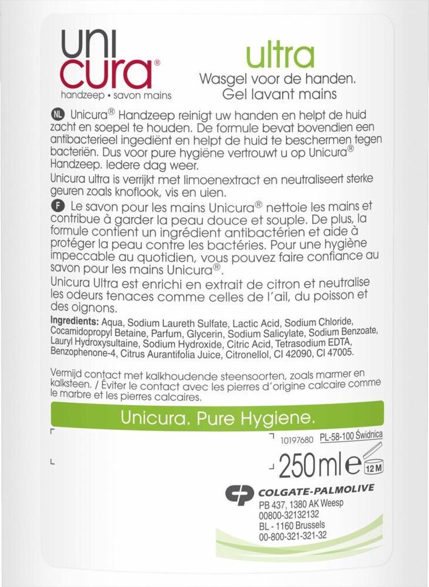 Unicura Vloeibare Zeep Ultra 250 ml Pomp - Voordeelverpakking 12 stuks