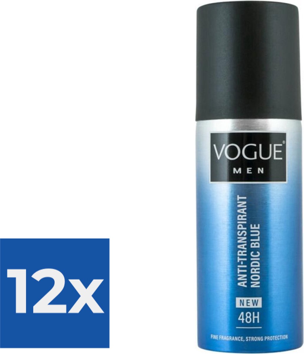 Goedkoopste VOGUE Men Nordic Blue Anti-Transpirant Deodorant Spray 150 ML - Voordeelverpakking 12 stuks