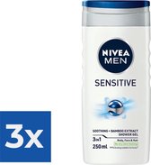 NIVEA Men Sensitive Douchegel - 250ml - Voordeelverpakking 3 stuks