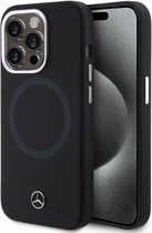 Mercedes-Benz Silicone Back Case (MagSafe Compatible) - Geschikt voor Apple iPhone 15 Pro (6.1") - Zwart