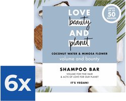 Love Beauty and Planet Shampoo Bar Coconut Water & Mimosa Flower - 90 gram - Voordeelverpakking 6 stuks