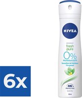 Nivea Deodorant Spray Pure & Natural Jasmine 150 ml - Voordeelverpakking 6 stuks