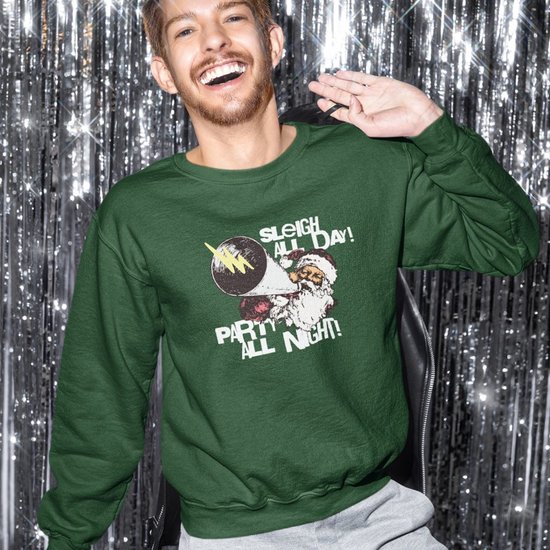 Lekker Waus Foute Kersttrui Groen - Sleigh All Day Party All Night - Maat XL - Kerst Outfit Dames & Heren