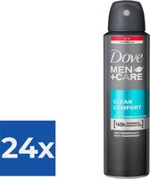 Dove Men Deodorant Spray Clean Comfort 150 ml - Voordeelverpakking 24 stuks