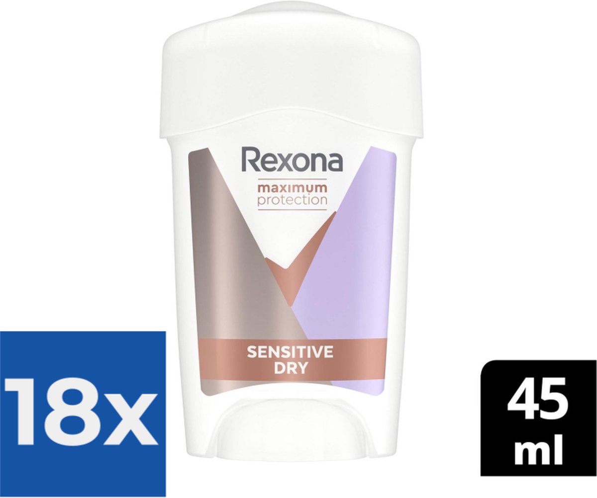 Goedkoopste Rexona Maximum Protection Deodorant Sensitive Dry - 45 ml - Voordeelverpakking 18 stuks