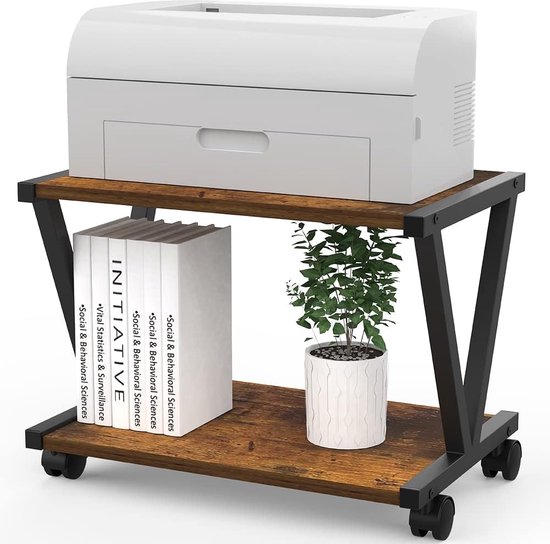 Support d'imprimante de bureau à 2 niveaux sous le bureau, étagère en bois  pour