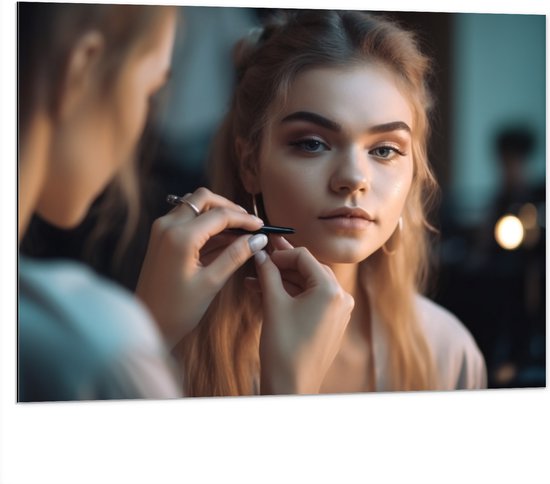 Dibond - Vrouwen - Makeup - Sierraden - 100x75 cm Foto op Aluminium (Met Ophangsysteem)