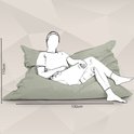 Schematische weergave van lichtgrijze zitzak met afmetingen 110x130cm en zittend figuur.