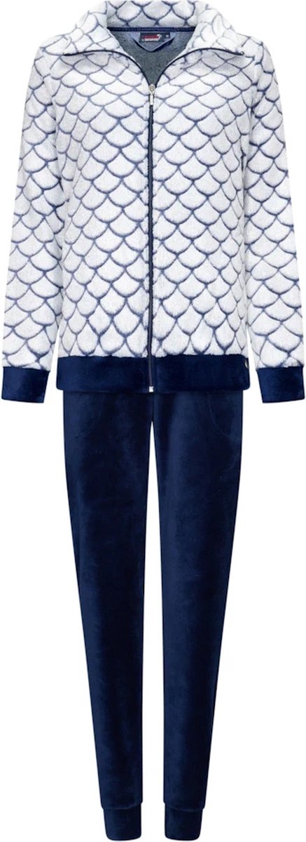 Rebelle dames huispak fleece - maat 42 - Glans waaiers - marine