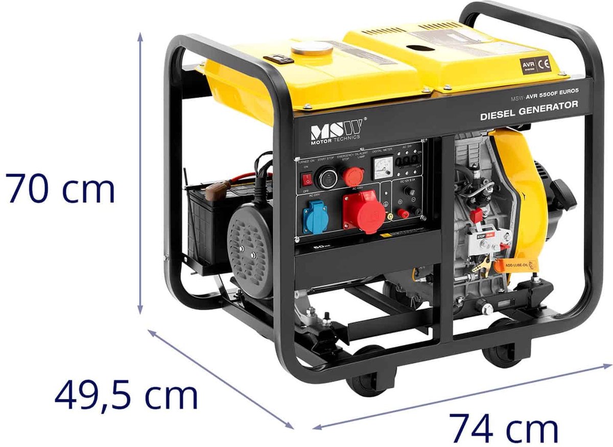 Groupe électrogène diesel - 1830 / 5500 W - 12,5 L - 240/400 V