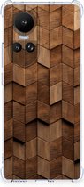 Stevig Telefoonhoesje geschikt voor OPPO Reno10 Wooden Cubes