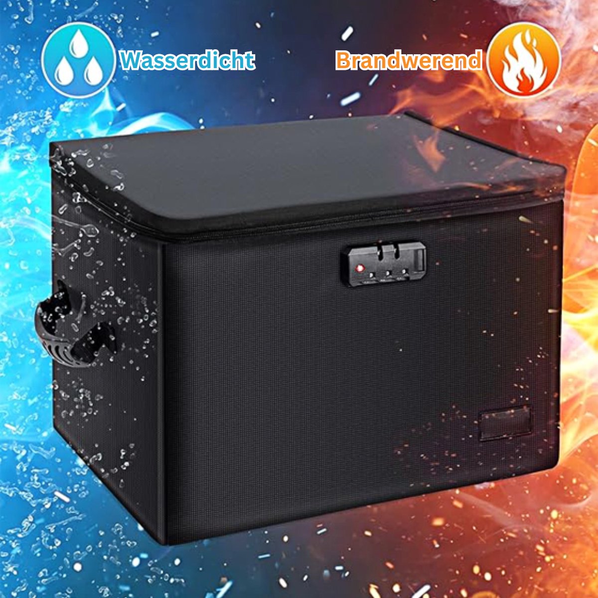 ECD Germany Documentenbox DIN A4, 39x33x16 cm 7L, Brandwerende waterdichte documentenbox