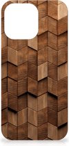 Houten Print Telefoonhoesje geschikt voor iPhone 14 Pro Max Wooden Cubes