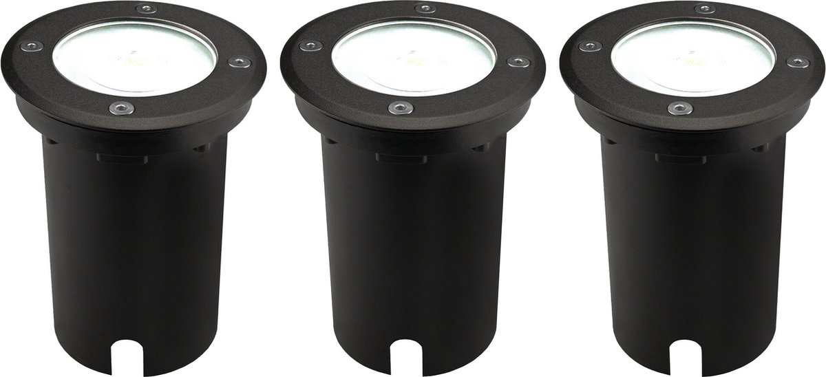 Ledvion Set van 3 LED Grondspot Buiten IP67 3W 230V 345Lm 6500K GU10 wit