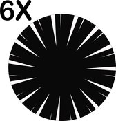 BWK Flexibele Ronde Placemat - Zwart met Witte Ontploffing Illustratie - Set van 6 Placemats - 40x40 cm - PVC Doek - Afneembaar